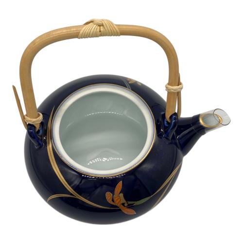 香蘭社 (コウランシャ) 蓋付茶器揃え ネイビー×ゴールド/▲