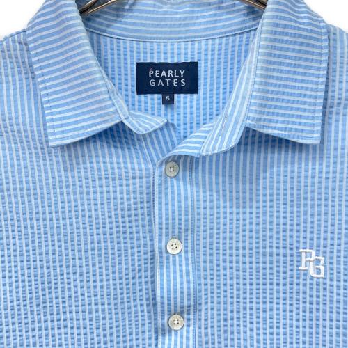 PEARLY GATES (パーリーゲイツ) ポロシャツ ゴルフウェア(トップス) メンズ SIZE L スカイブルー×ホワイト