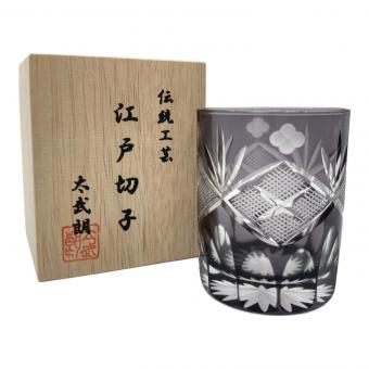 江戸切子 四ツ葉元禄紋 江戸紫 90615-4 太武朗