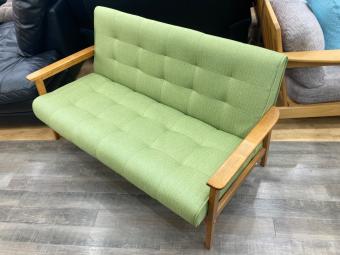 2人掛けソファー ナチュラル×グリーン 92 ファブリック