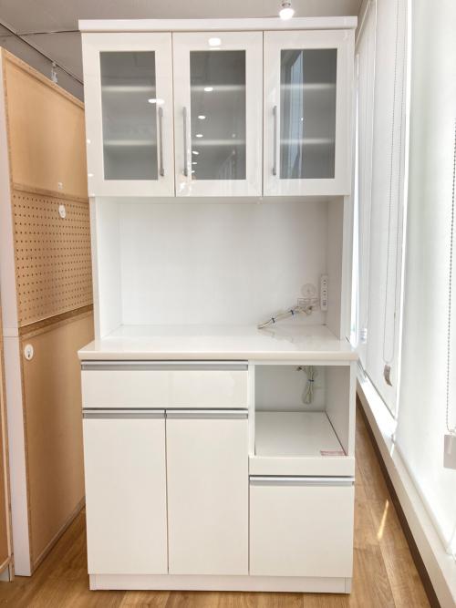 ニトリ レンジボード ホワイト 3枚扉 UP RESUME 幅90㎝