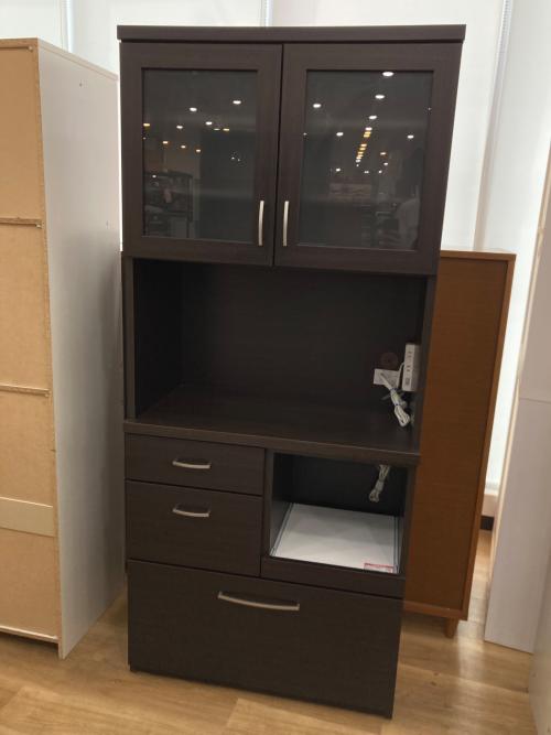 レンジボード ダークブラウン 314 2枚扉 引出③ スライド台