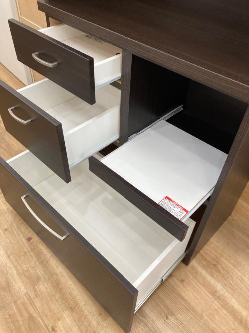 レンジボード ダークブラウン 314 2枚扉 引出③ スライド台