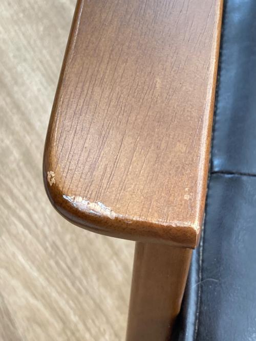 2人掛けソファー ブラック×ブラウン 木製フレーム