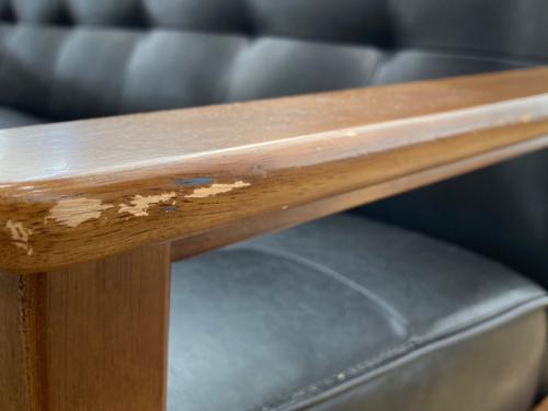 2人掛けソファー ブラック×ブラウン 木製フレーム