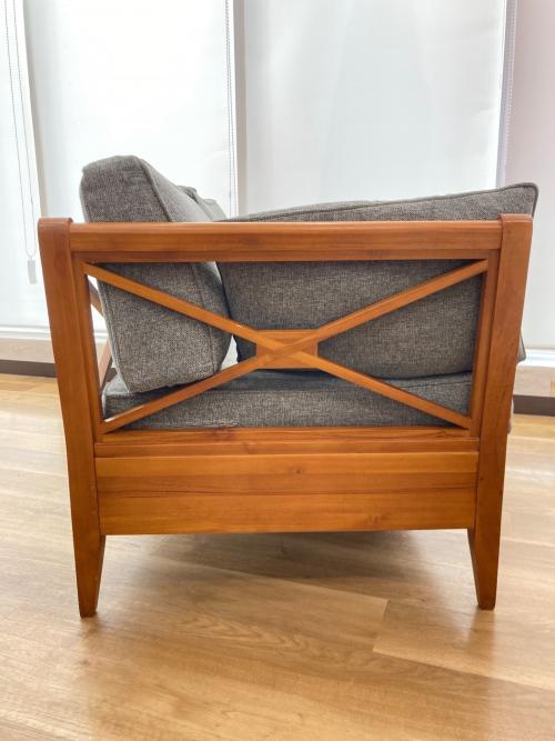 2人掛けソファー グレー×ブラウン ファブリック