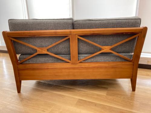 2人掛けソファー グレー×ブラウン ファブリック