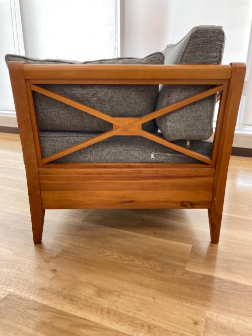 2人掛けソファー グレー×ブラウン ファブリック