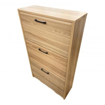 ニトリ シューズボックス ナチュラル×ブラック 3段