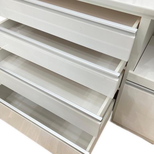 ニトリ キッチンカウンター ホワイト×シルバー 291 1枚扉 4段引き出し レジューム120