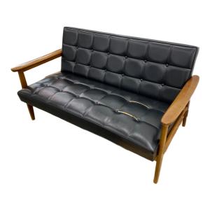 カリモク60 (カリモクロクマル) Kチェア 2シーター ブラウン×ブラック W36153BW/05009077040 合皮