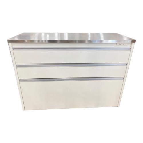 キッチンカウンター ホワイト 145 ステンレストップ 引出③ 幅:120㎝