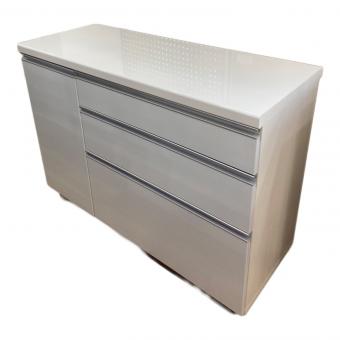 キッチンカウンター ホワイト 34 3段 1枚扉 キャスター付