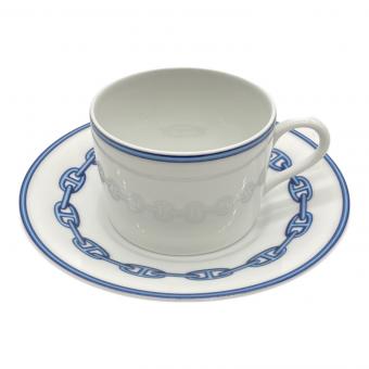HERMES (エルメス) カップ&ソーサー ホワイト×ブルー シェーヌダンクル