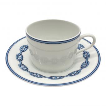 HERMES (エルメス) カップ&ソーサー ホワイト×ブルー. シェーヌダンクル