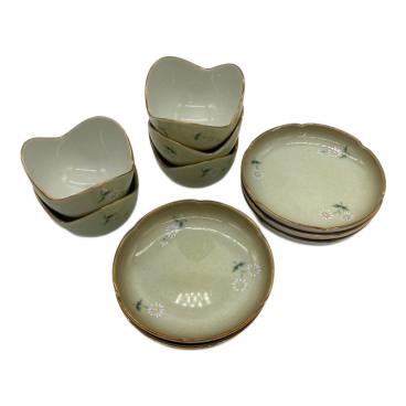 深川製磁昭和中期煎茶器揃え 美品 深川製磁 紅白梅紋様 急須 茶器揃え 湯呑 5客 茶器セット 煎茶碗