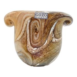 GOZO GLASS 花瓶 ブラウン×アイボリー
