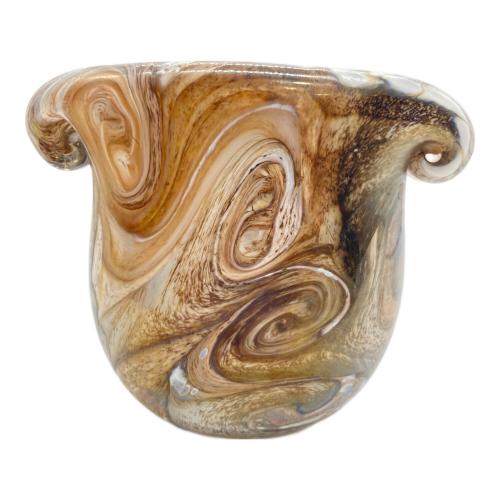 GOZO GLASS 花瓶 ブラウン×アイボリー