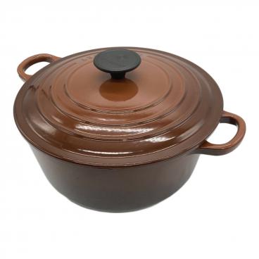 LE CREUSET (ルクルーゼ) 両手鍋 SIZE 22cm オレンジ ココット・ロンド