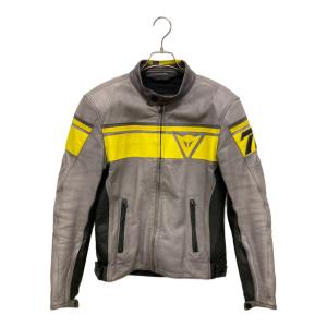 DAINESE (ダイネーゼ) BLACK JACK PELLE バイカージャケット 1533737 メンズ  グレー×イエロー