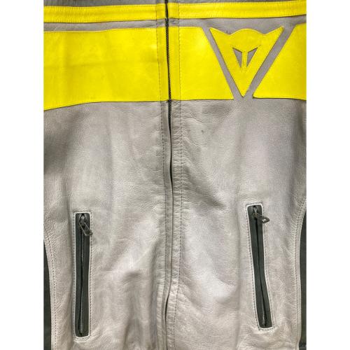 DAINESE (ダイネーゼ) BLACK JACK PELLE バイカージャケット 1533737 メンズ  グレー×イエロー