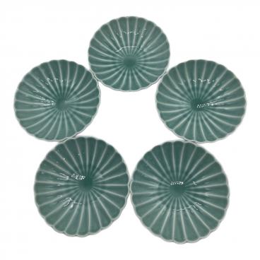 深川製磁 百年庵 釉彩草花文 菊割三つ組皿 廃盤 希少 レア プレート