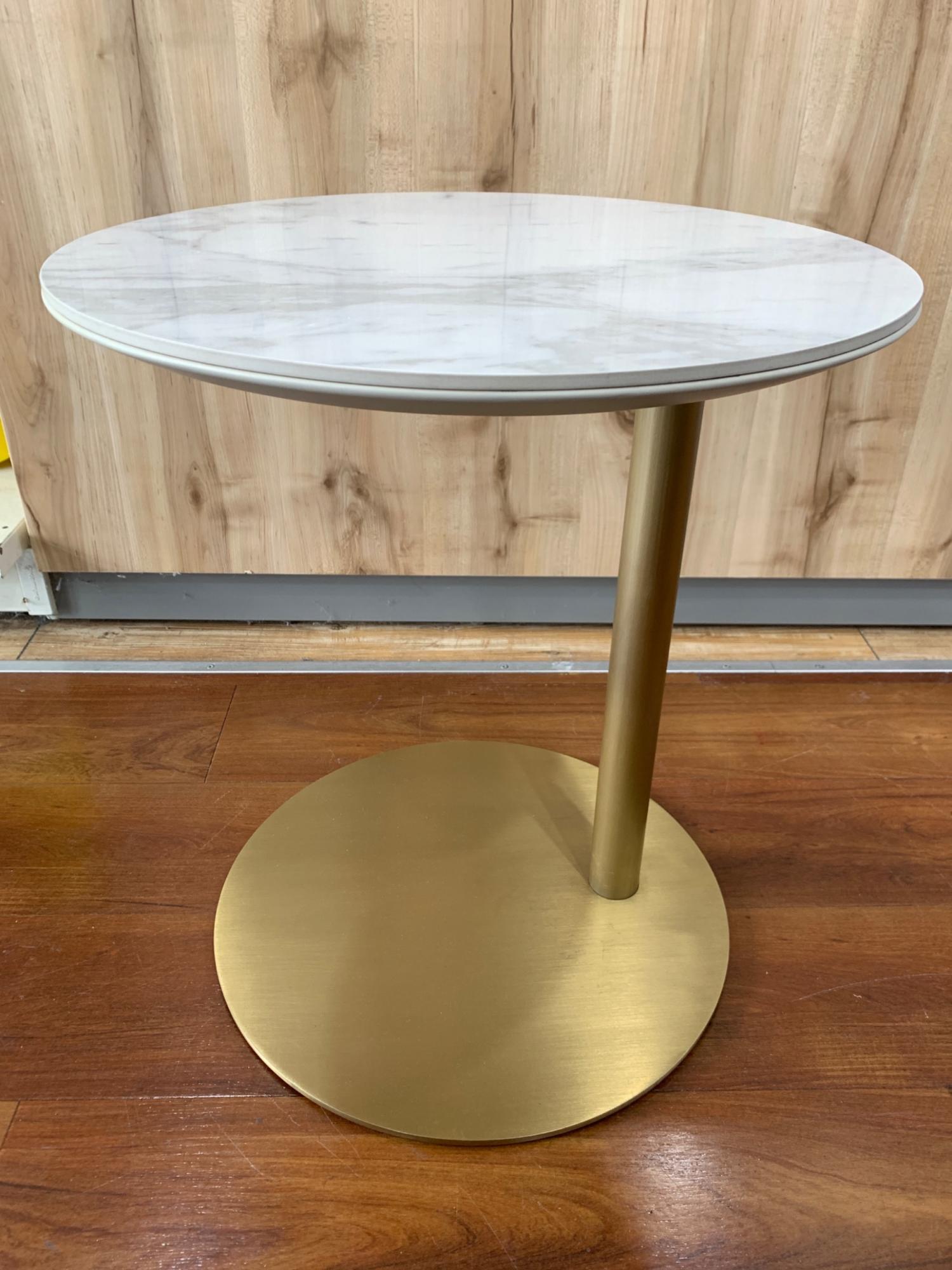 サイドテーブル ホワイト×ゴールド 大理石調天板｜トレファクONLINE