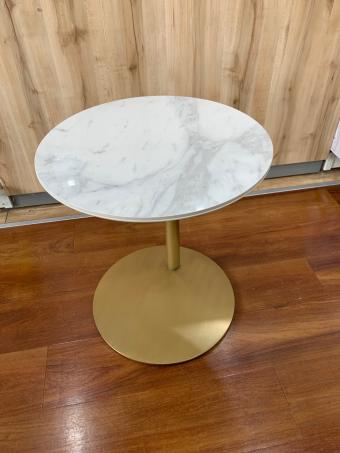 サイドテーブル ホワイト×ゴールド 大理石調天板