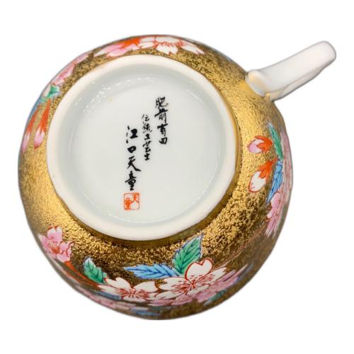 有田焼 (アリタヤキ) ペアカップ&ソーサー 金龍窯 江口天童 金彩紅葉絵