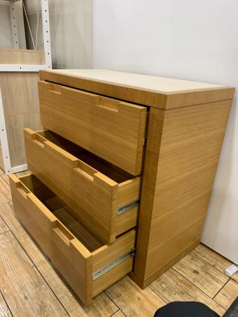 3段チェスト ナチュラル×グレー