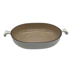 LE CREUSET (ルクルーゼ) 両手鍋 蓋無 SIZE 25cm ホワイト エンツォ・マリ「ママ」