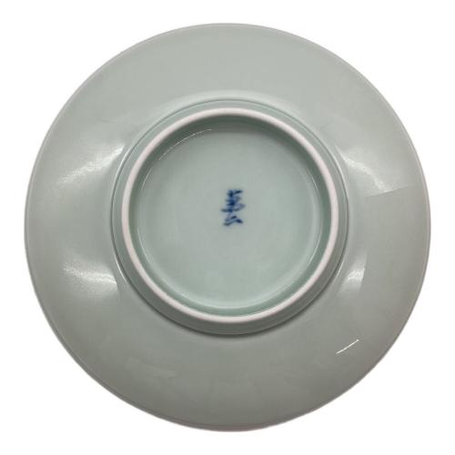 井上萬二 (イノウエ マンジ) 青白磁公孫樹文皿 共箱付