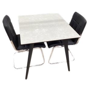 セラミックダイニング3点セット ベージュ×ブラック