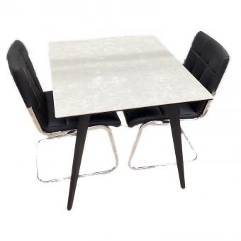 セラミックダイニング3点セット ベージュ×ブラック