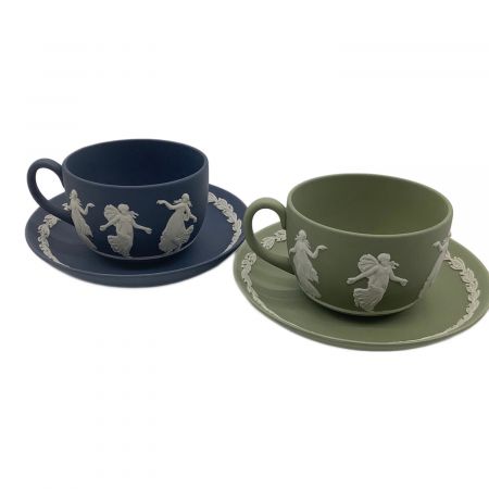 Wedgwood (ウェッジウッド) カップ&ソーサー ポートランドブルー/セージグリーン J.FRENCH MASTER POTTERサイン入り  ジャスパー ペア｜トレファクONLINE