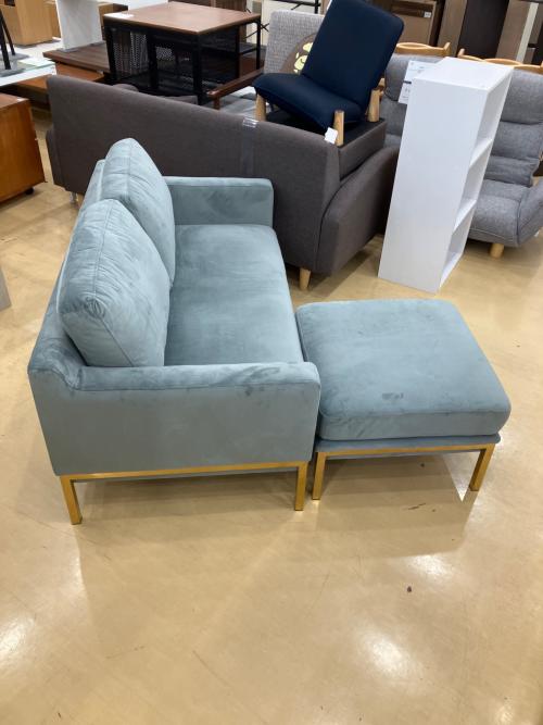 Franc franc 2人掛けソファー オットマン付属 グレー スプランソファGR