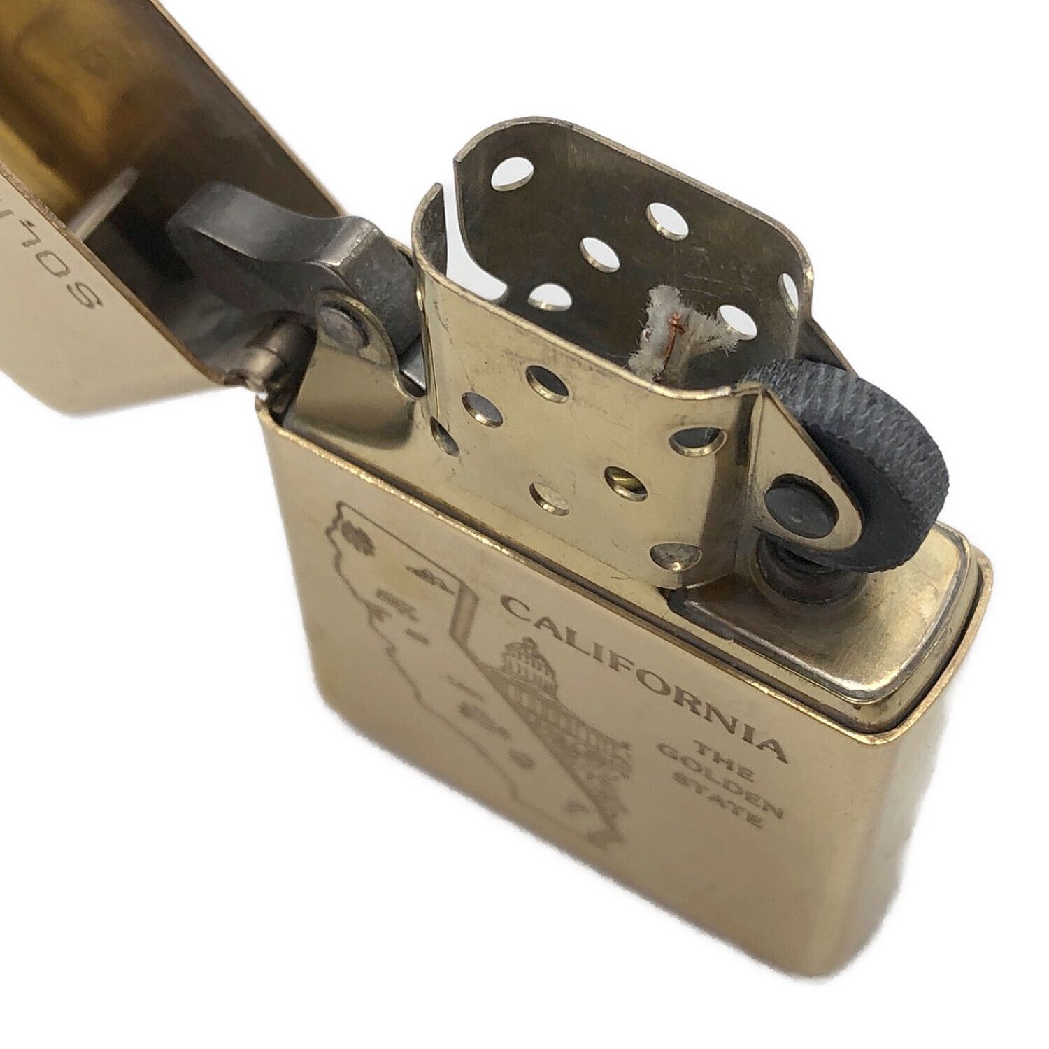 ZIPPO (ジッポ) オイルライター CALIFORNIA THE GOLDEN STATE SOLID BRASS 1990 未着火品