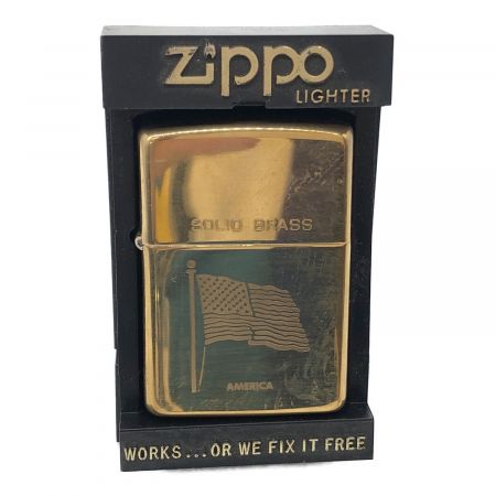 ZIPPO (ジッポ) オイルライター ソリッドブラス 星条旗 アメリカ  1990年製 未使用品