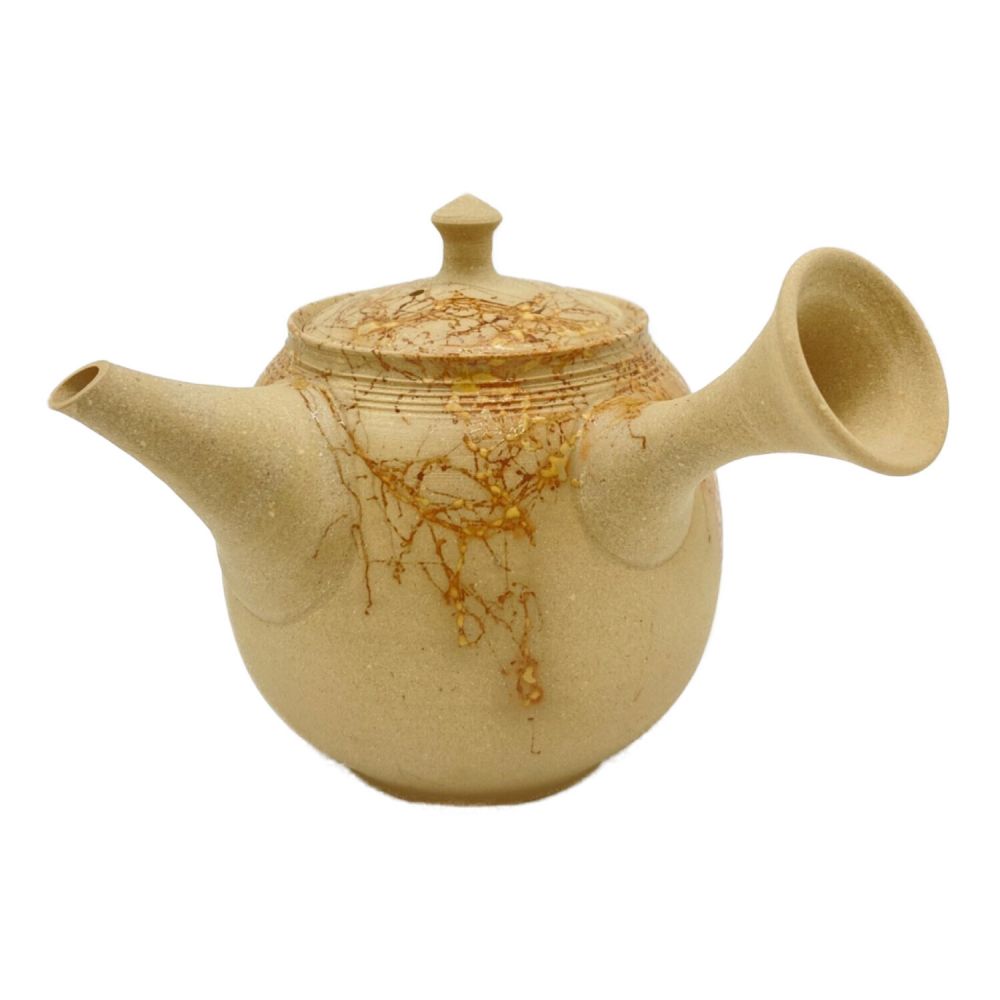 煎茶道具 常滑焼 谷川仁作 白泥藻掛 茶器 急須 茶碗 共箱 D R5730 - 陶芸
