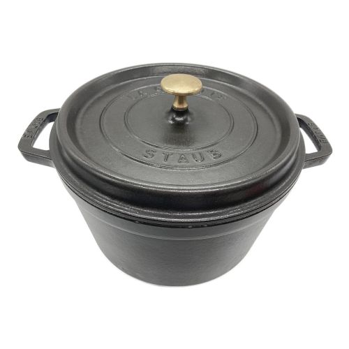 Staub (ストウブ) 両手鍋 24cm ブラック ピコ ココット ラウンド USED