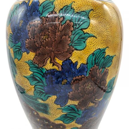 九谷焼 (クタニヤキ) 花瓶 石盛造 角福 全高約43cm