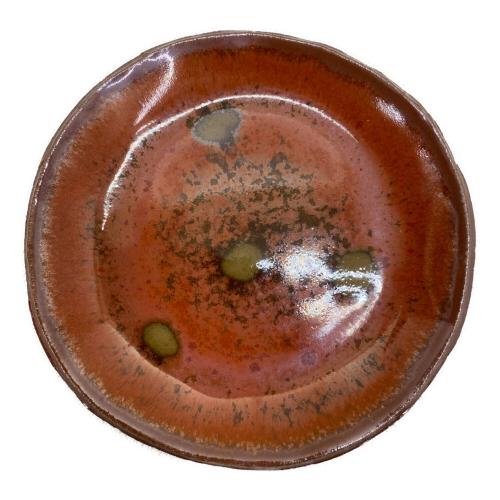 常滑焼 (トコナメヤキ) 銘々皿 軌窯 久田重義 作 朱天目