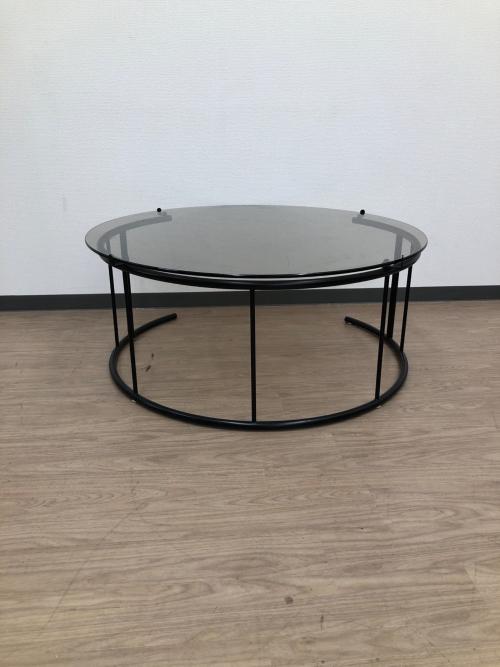 HUKLA (フクラ) ローテーブル ブラック ガラス天板