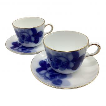 大倉陶園 (オオクラトウエン) モーニング碗皿 ペアセット ブルーローズ(8211)