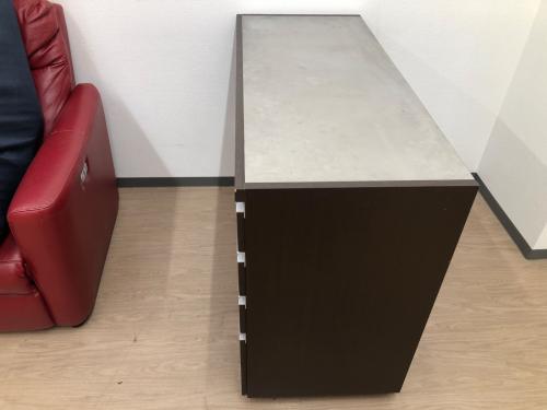 キッチンカウンター ダークブラウン×シルバー　 ステンレストップ