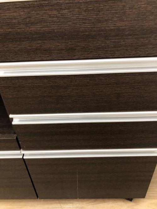 キッチンカウンター ダークブラウン×シルバー　 ステンレストップ