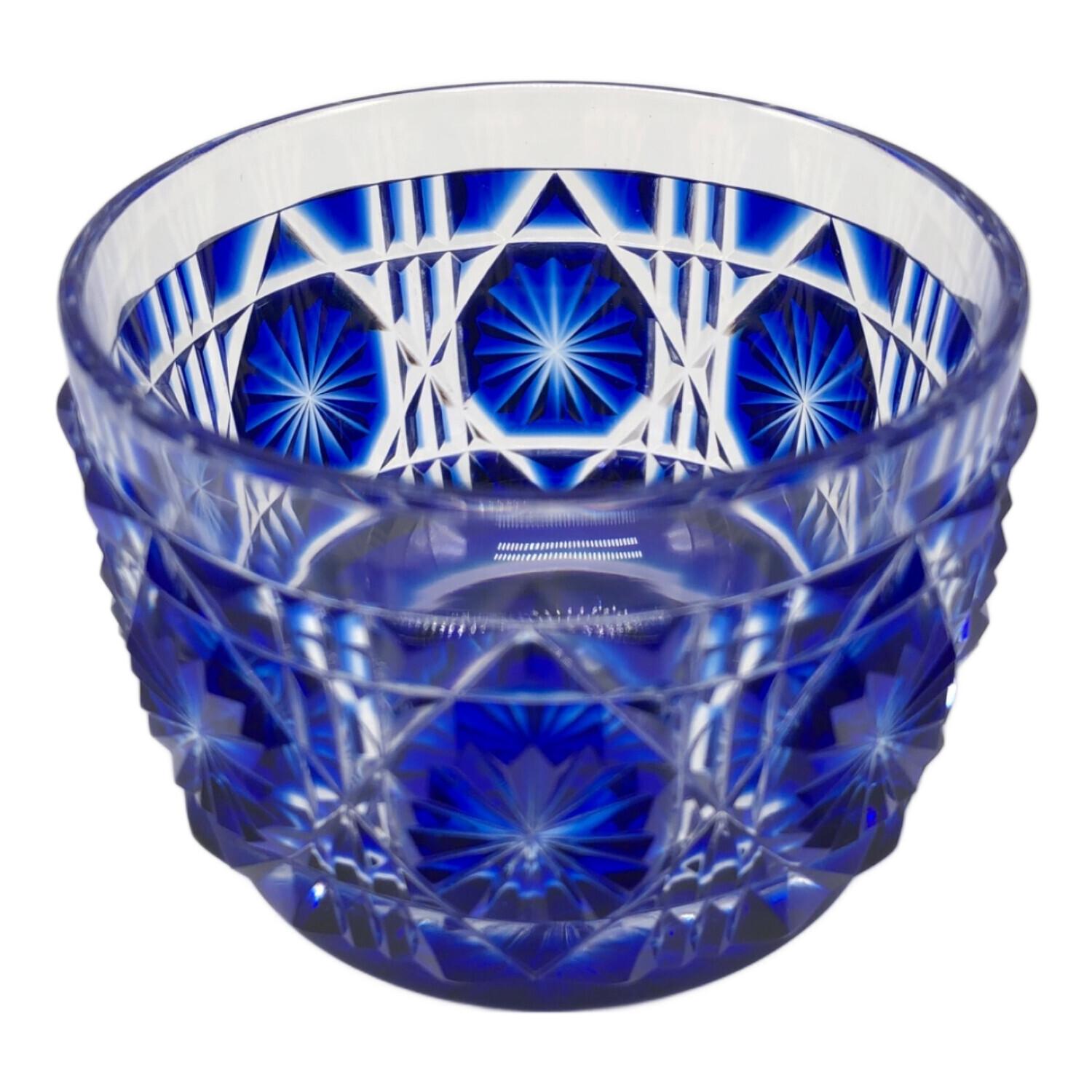 薩摩びーどろ工芸 (サツマビードロコウゲイ) 薩摩切子 猪口(瑠璃