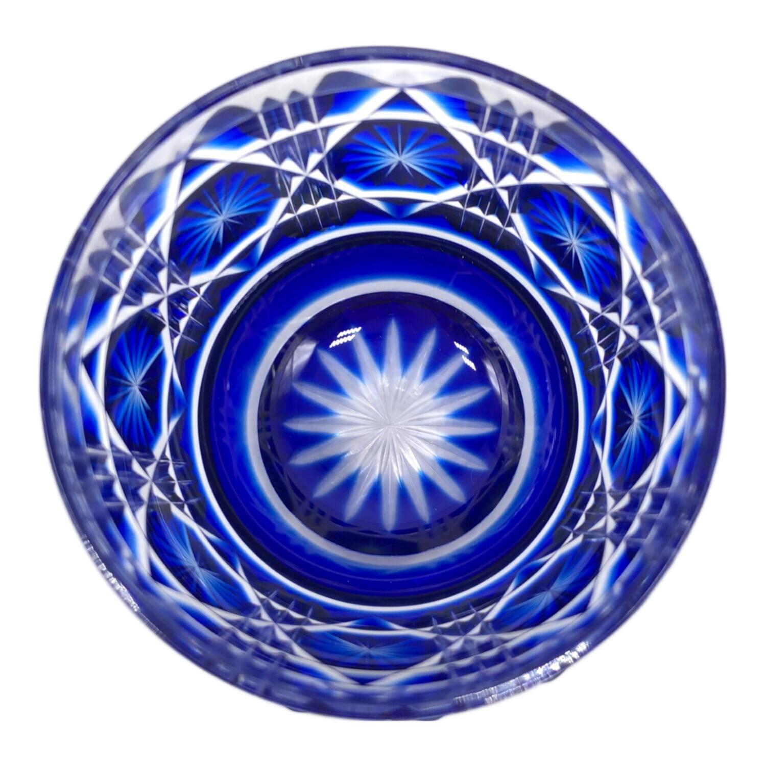 薩摩びーどろ工芸 (サツマビードロコウゲイ) 薩摩切子 猪口(瑠璃