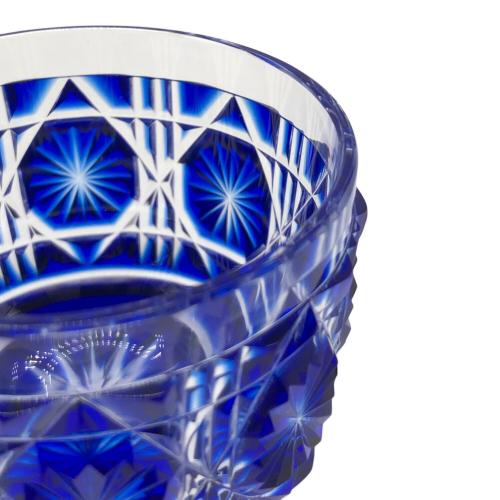 薩摩びーどろ工芸 (サツマビードロコウゲイ) 薩摩切子 猪口(瑠璃) 001107