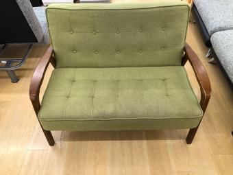 2人掛けソファー ブラウン×グリーン